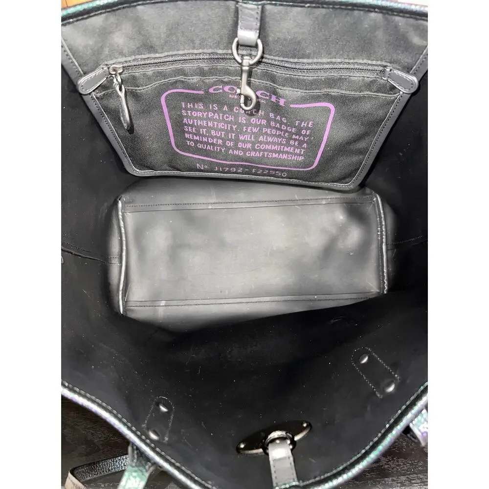 Coach Hologram Leather Open City Tote & Wallet Color Shifting Oil Slick F22550 - Picture 9 of 16